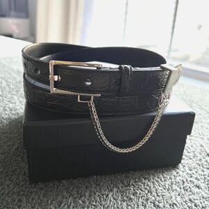 Yves Saint Laurent Croc Embossed Leather Chain Belt 38" waist 95 (Medium)